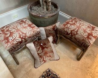 upholstered foot stools and pillows