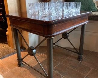 Table. Glassware with ice bucket.