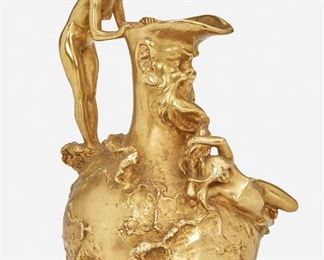 179
Auguste Ledru
1860-1902, French
Figural Jug With Two Naiads
Gilt-bronze
Signed: Ledru; Foundry mark: Thiebaut Freres Fondeurs / Paris
12" H x 7.5" W x 7" D
Estimate: $1,000 - $1,500