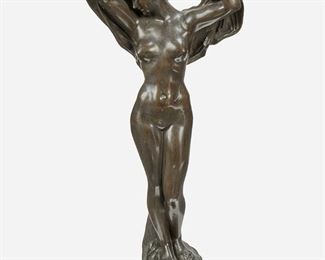186
Jef Lambeaux
1852-1908, Belgian
"Le Nuit"
Patinated bronze
Signed and numbered: J. Lambeaux / 6
35" H x 14.5" W x 7" D
Estimate: $1,000 - $1,500