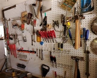 Tons of hand tools, screw drivers, wrenches , various hammers