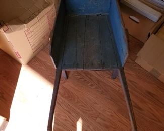 Vintage small children's wood wheelbarrow