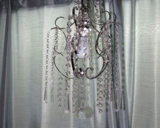 Hanging crystal swag lamp