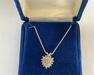 vintage solid gold with diamond necklace