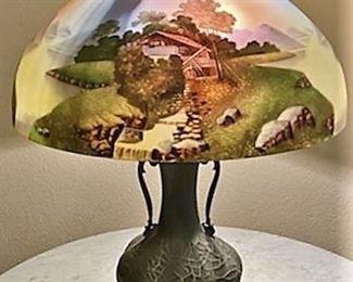 Reverse painted table lamp