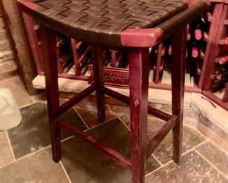 66. Pair of Woven Leather Top Stools (20" x 14" x 30")