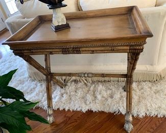 137. X Base Faux Tray Top Accent Table (34" x 20" x 35")