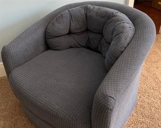 217. Blue Upholstered Swivel Chair (32" x 32" x 26")
