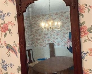 #5	Antique Mirror w/carving on Front  21x36 - as is (needs to be resilvered)	 $75.00 
