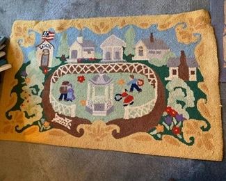 #18	Rug w/family in a courtyard   30x48 - Hand-Hooked 100%Wool	 $30.00 
