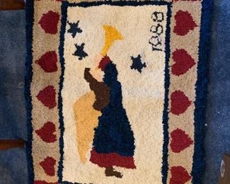 #19	Christmas Hand-knotted Rug (has glue on back) of an Angel  34x24	 $20.00 
