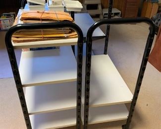 #38	(2) Portable Shelves on Wheels   29x14x39     $20 each	 $40.00 
