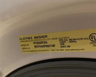 #40	Samsung Washer Front Loader on pedistal Model WF32AAW	 $300.00 
 
