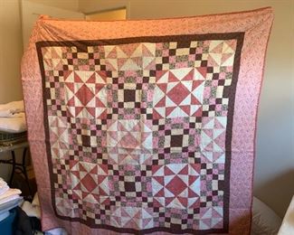 #55	Rose/Brown Sampler Full Size quilt  hand-pieced machine quilted (flannel backed)	 $65.00 
