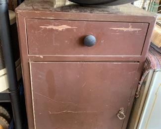 #73	Brown Metal Cabinet w/door w/1 shelf w/drawer   20x16x36	 $100.00 

