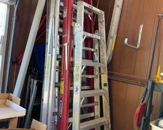 #86	Werner 7' Aluminum Ladder	 $20.00 sold
#87	Werner Pink Fiberglass Ladder 8'	 $35.00 
#88	Aluminum 10' Ladder - Sears	 $20.00 
#89	All-American Aluminum Extension Ladder 16'	 $40.00 
#90	All-American 20' Extension Ladder Aluminum (highest standing 13')	 $50.00 
#91	All-American 21' Aluminum Extension Ladder	 $50.00 
#92	Folding Ladder - Westway 2x12'	 $100.00 
