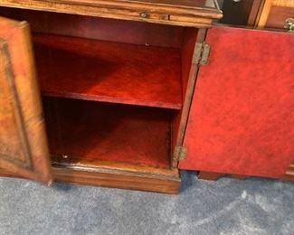 #109	Carved & Hand-Painted Asian Trouvailles Furniture w/2 doors & 2 Glass Doors w/3 glass Shelves 39x22.5x32-8' Tall w/pull-out shelves	 $800.00 
