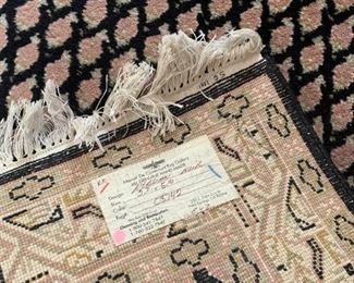 #114	Black/Cream/Rose Hand-knotted Persian Runner Rug 2'7" x 5'10" 	 $75.00 
