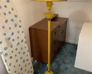 #141	Mustard Colored Vintage Floor Lamp 55" - Globe as is	 $75.00 
