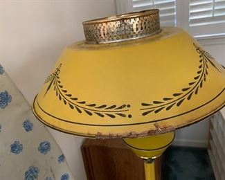 #141	Mustard Colored Vintage Floor Lamp 55" - Globe as is	 $75.00 
