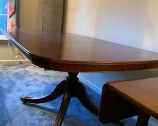 #145	Chicago Pacific Com. Furniture Dining Table w/Pedistal Feet on Wheels  46-60x44x30 w/6 leaves 	 $275.00 
