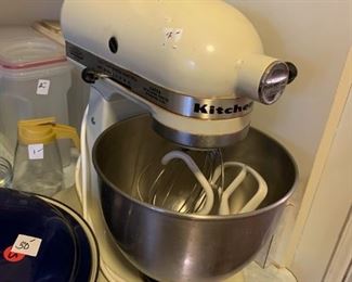 #160	Kitchenaid Mixer 5 qt w/3 mixer attachments (as is needs cleaning )	 $75.00 
