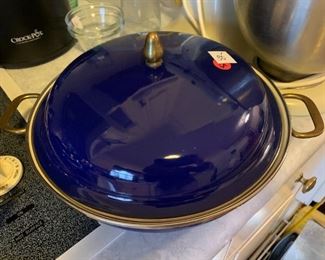 #161	Newcor Sculpture gourmet Cookware Ceramic coated  12"Skillet w/lid	 $30.00 
#162	Newcor Sculpture Gourmet Cookware 7" Blue Pot w/lid	 $20.00 
