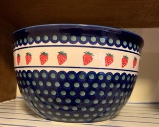 #164 Polish Pottery w/Strawberries 10.5"x6.5" $60.00