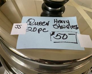 #188	Queen Cookware Heavy Stainless 20 pc	 $50.00 
