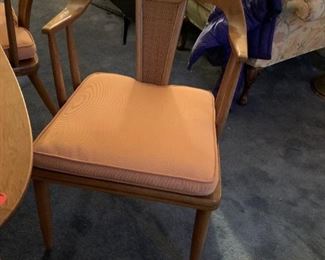 #143 Tomlinson of High point mid century dining table 2 2 leaves and 6 chairs 42-78x42x19 $1,500.00