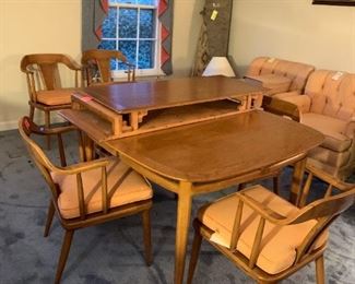 #143 Tomlinson of High point mid century dining table 2 2 leaves and 6 chairs 42-78x42x19	 $1,500.00 