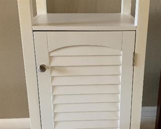 White Storage Cabinet w Shutter Door, Art