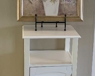 White Storage Cabinet w Shutter Door, Art