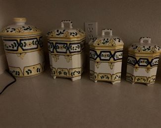 SET OF FOUR CERAMIC CANISTERS BY JAY WILLFRED ANDREA BY SADEK