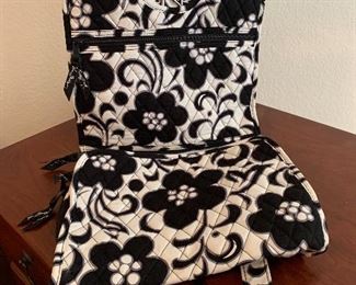 $20 ~ VERA BRADLEY BLACK AND WHITE TRAVEL FOLD UP POUCH , COSMETIC MAKEUP BAG
