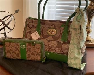 $78- Coach purse and matching billfold , scarf and bag