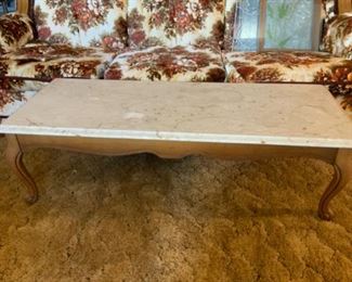 Marble Top French Provincial Coffee Table & Sleeper Sofa