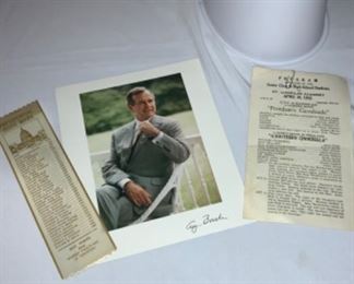 Vintage Presidential Bookmark, George Bush Photo, & 1942 Shiner, TX Senior Class & High School Playbill