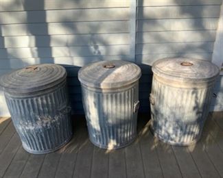 Vintage 32 Gallon Reeves Trash Cans