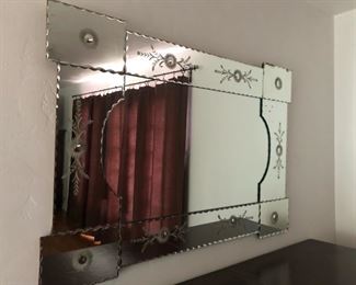 Venetian etched glass mirror, $200.