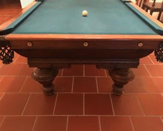 Antique Pool table Cr. 1927 mesures approximately  56" X 100"  Asking $2000
