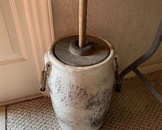 Old Stoneware Butter Churn