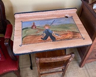 Hand Painted Old School Desk