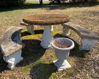 Cement Table and Benches