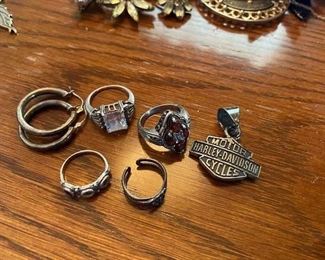 Sterling Rings/Sterling Harley Pendant