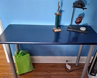 IKEA Task Table - Blue Top with Brushed Steel Legs