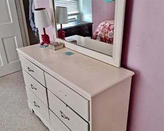 6 Drawer Dresser with Mirror Painted White