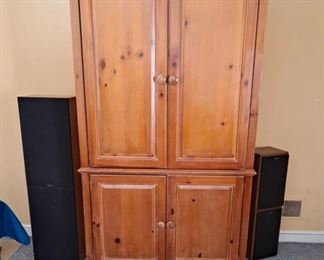 Pine Entertainment Cabinet; Stereo Speakers