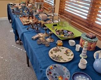 Nice assortment of entertainment wares, plates, pitchers, vases, teapots, trays, candle holders and sticks, boxes and so much more!!!