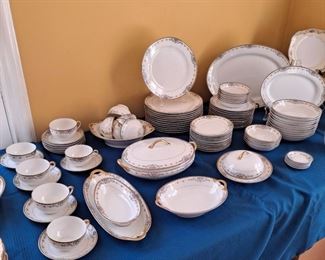 "Wellesley" Noritake China Set - Service for 12 with serving pieces.